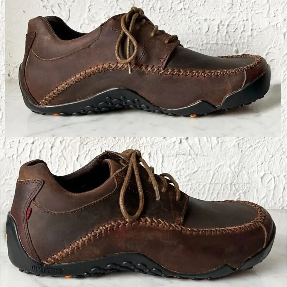 Wolverine Moccasin Toe Lace-Up Oxfords Men's 7.5 EW Brown Leather Shoes
